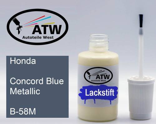 Honda, Concord Blue Metallic, B-58M: 20ml Lackstift, von ATW Autoteile West.